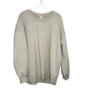 Lululemon Oversized Crewneck Sweatshirt Womens 10 Beige Pullover Logo Cozy